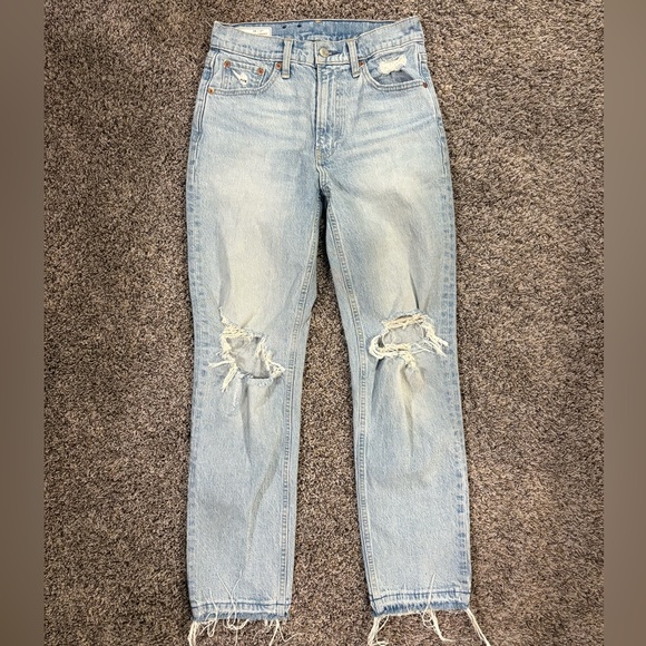 GAP Denim - Gap Cheeky Straight High Rise Light Wash Distressed Jeans